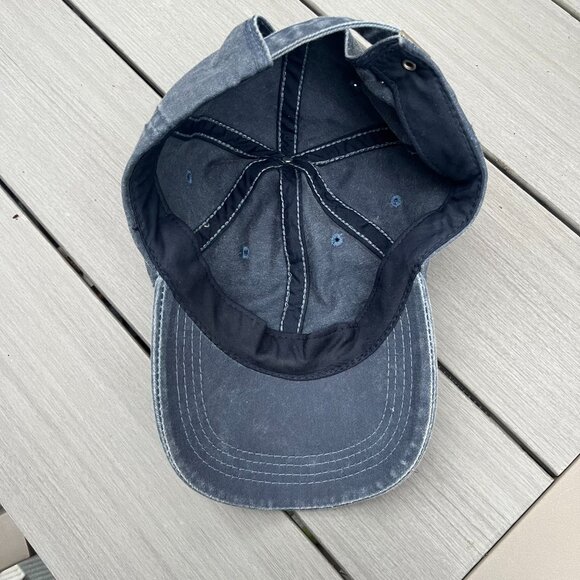 Vintage Dad Hat Washed Denim Baseball Cap in Faded Navy - Picture 2 of 3